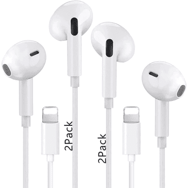 Ustris 2 Packs Headphones Earbuds with Connector and Built-in Mic Volume Control, Headphones Support for 14/13/12/SE/11/XR/XS/X/7/7 Plus/8/8 Plus