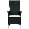 thumbnail image 2 of vidaXL 7 Piece Outdoor Dining Set Poly Rattan Acacia Wood Black, 2 of 5