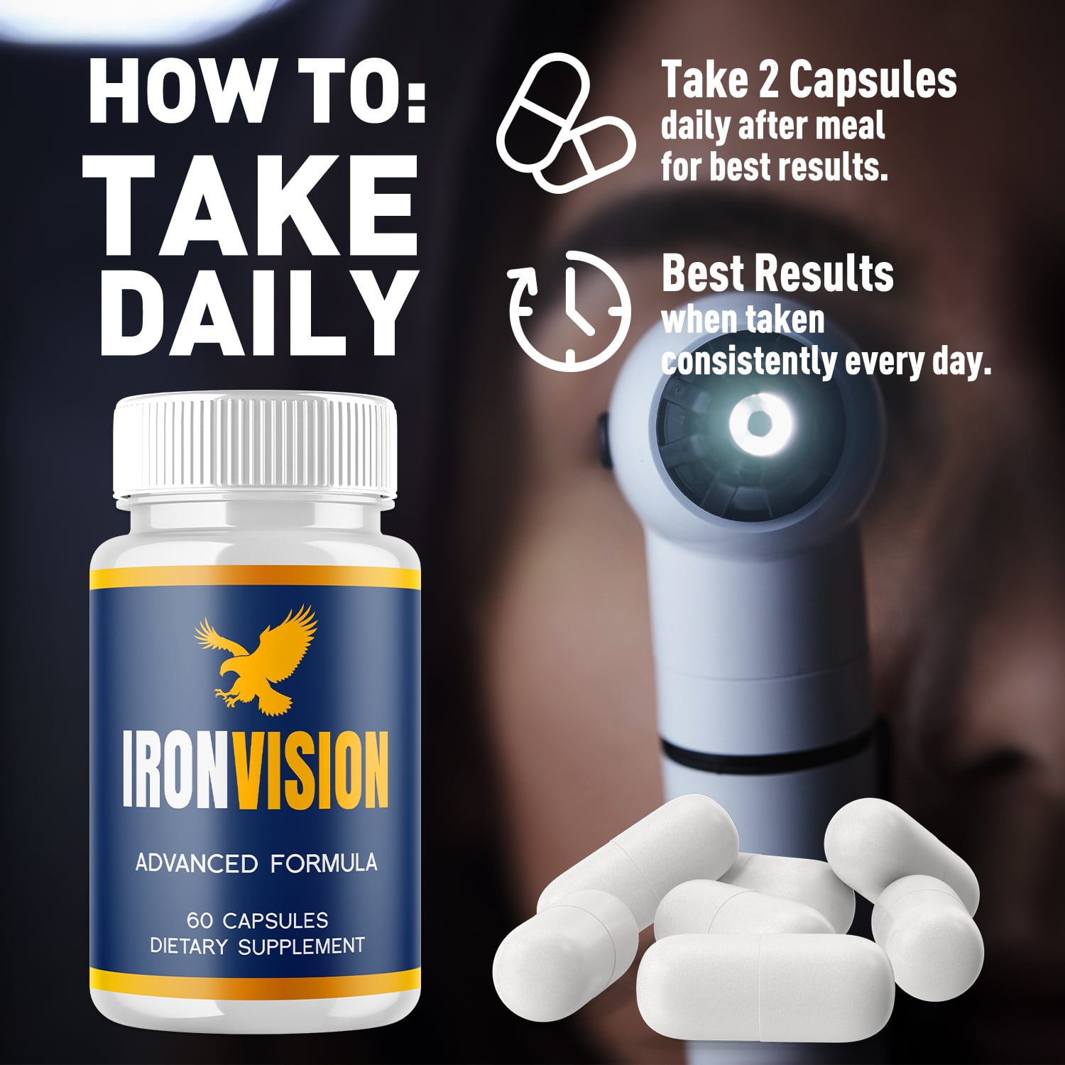 Iron Vision Care Pills Advanced Formula Eye Health Supplement IronVision 180 Capsules
