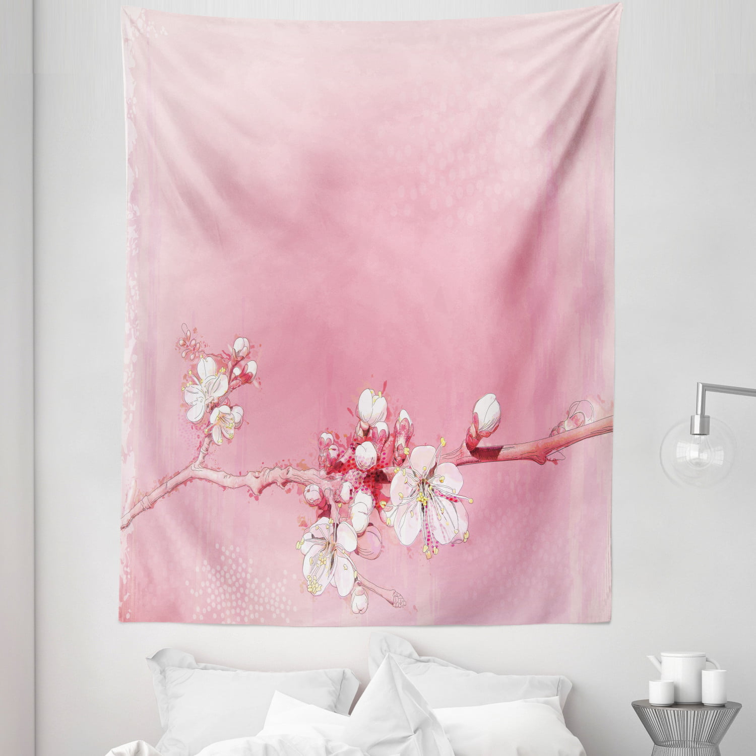 Red Cherry Blossom Flower Tapestry For Living Room Bedroom Dorm Wall Hanging Rug