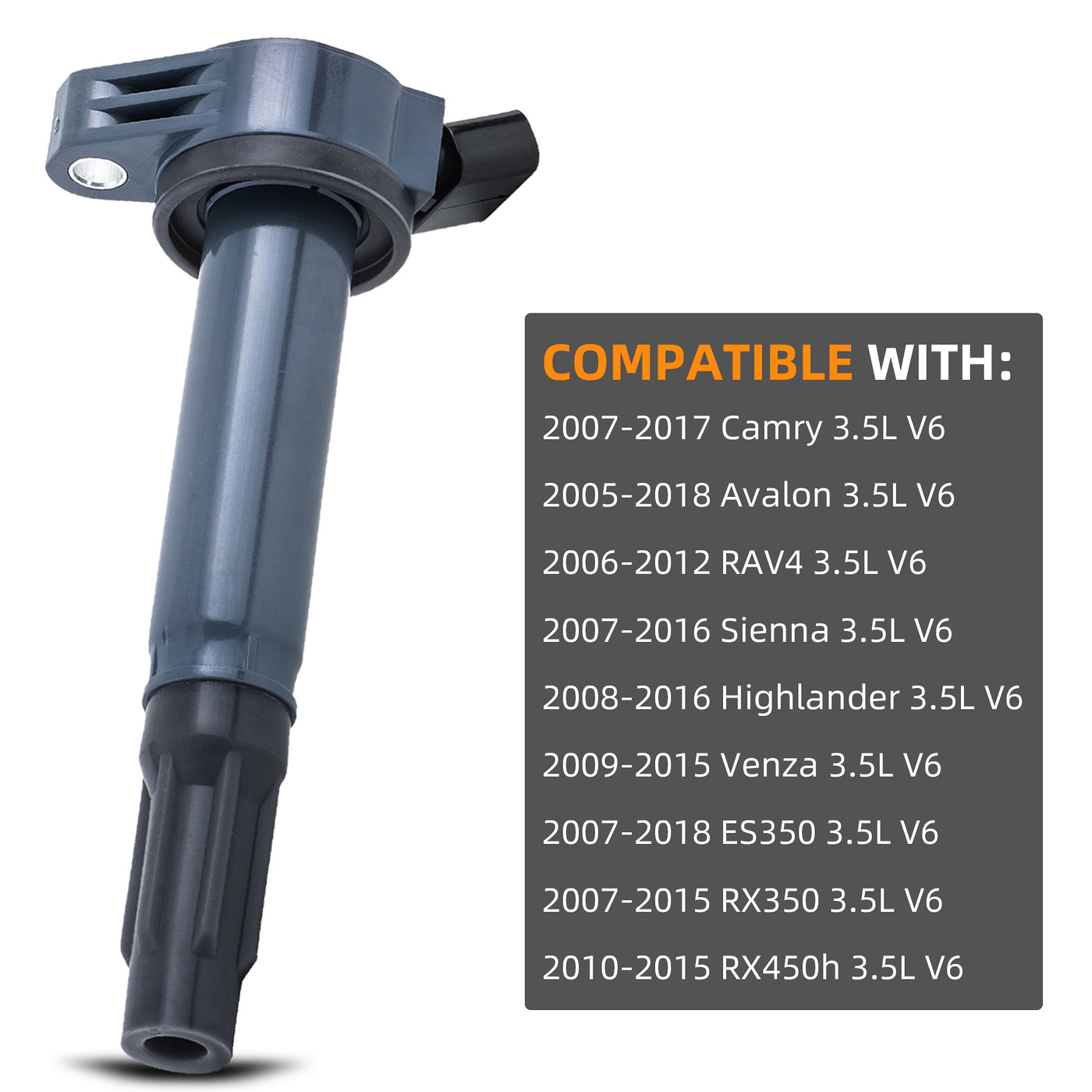 DEAL Pack of 6 New Ignition Coils Compatible With Camry Avalon RAV4 Sienna Highlander Venza - ES350 RX350 RX450h 3.5L V6 Replacement For UF487 C1601 2GRFE 2GRFXE Fits select: 2007-2016 TOYOTA SIENNA