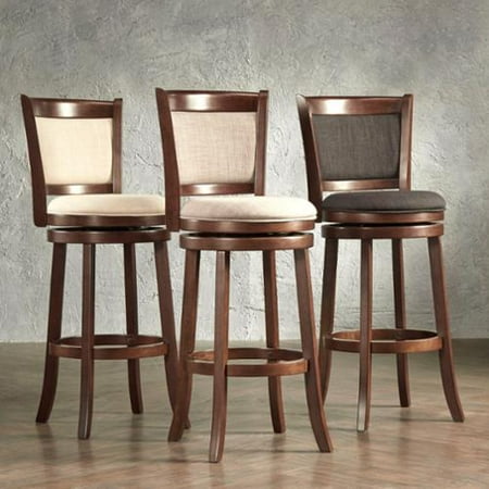 Inspire Q Verona Panel Back Linen Swivel 29 Inch High Bar Stool Inspire Q Verona Panel Back Linen Swivel 29 Inch High Bar Stool By Clic