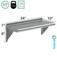 thumbnail image 3 of AmGood 10 in. x 24 in. Stainless Steel Wall Shelf | NSF Certified | Appliance & Equipment Metal Shelving | Kitchen, Restaurant, Garage, Laundry, Utility Room, 3 of 8