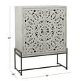 thumbnail image 3 of DecMode 32" x 42" Gray Wood Intricately Carved 1 Shelf and 2 Doors Floral Cabinet, 1-Piece, 3 of 9