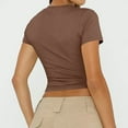 thumbnail image 5 of LISTHA Cropped Workout Tops for Women Short Sleeve Tight Basic Crew Neck Shirt Going Out Slim Fit Y2k Tees coffee S, 5 of 7