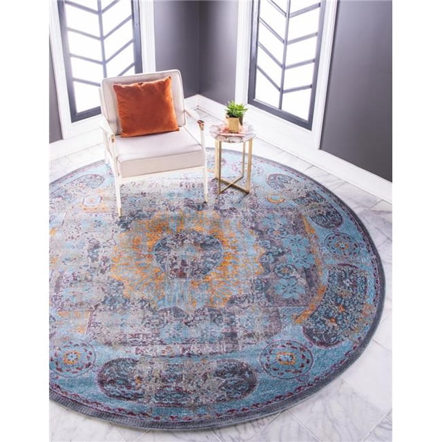 Unique Loom 3139713 5 Pi 5 Po x 5 Pi 5 Po Tapis Rond Raul Baracoa&44; Bleu