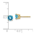 thumbnail image 2 of 14k Yellow Gold Post 5mm Blue Topaz Earrings 5x5mm Wide Stud Earring for Women - 1.16 cwt, 2 of 2