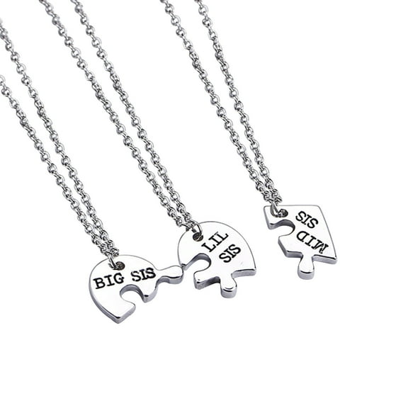 Stainless Steel 3-Piece Puzzle Heart Necklace - Family Friendship Jewelry for Sisters & Friends