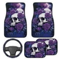 thumbnail image 2 of Pzuqiu Gothic Purple Roses Skull Car Floor Mats Vehicle Steering Wheel Cover for Women Easy Installation All Weather Car Mats Set Dust Proof Car Interior Accessories for SUVs, Vans,Sedan 5 Pieces, 2 of 6