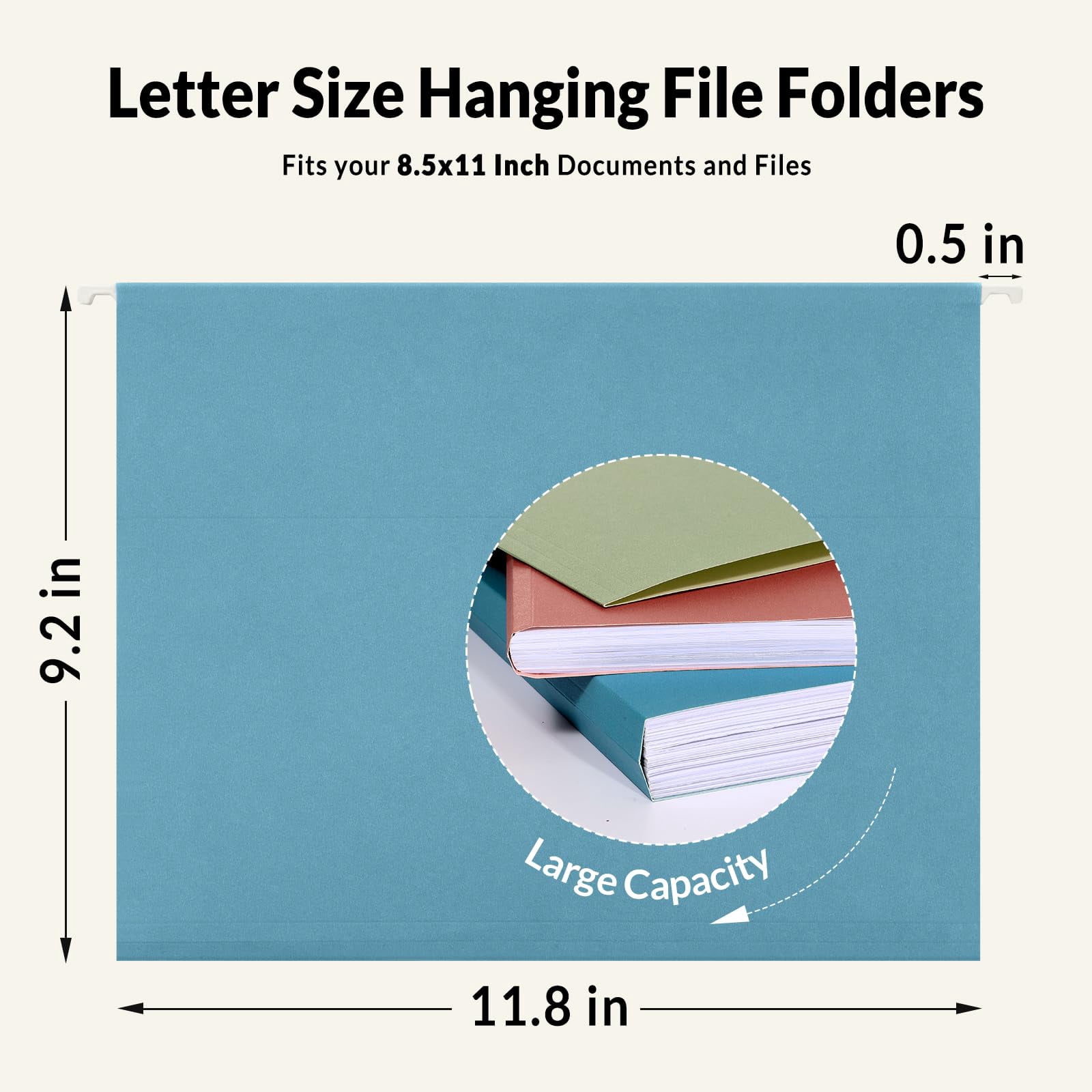 Hanging File Folders  50 Pack Letter Size With 1/5-cut Tabs Stay Organized For Your Home And Office Bulk Documents Paper 5 Retro Colors