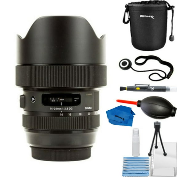 Sigma 14-24mm f/2.8 DG HSM Art Lens for Canon EF - Bundle Includes: Lens Pouch, Lens Cap Keeper & Much More (7pc Bundle)