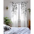 thumbnail image 3 of Grey Leaves Sheer Curtains 84 Inch Length 2 Panels Set for Living Room/Bedroom, Summer Botanical Kitchen Curtains with Grommet Semi-Sheer Curtains Drapes Voile Window Treatments 52"x84"x2, 3 of 7