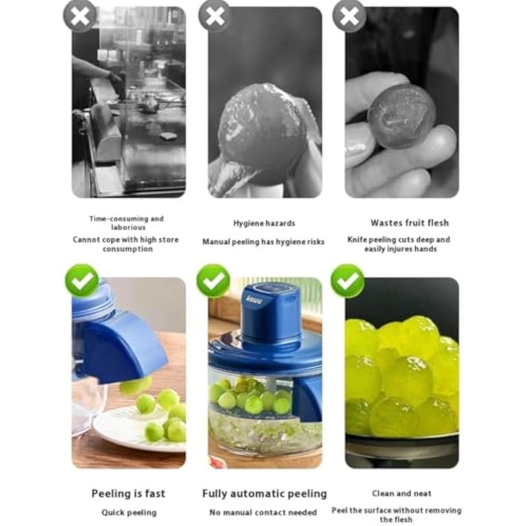 Automatic Grape & Garlic Peeling Machine - Electric USB Rechargeable Peeler For Small Fruits, Tomatoes, Bulbs - Home & Commercial Use