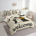 thumbnail image 3 of Manfei Kids Halloween Theme Bedding Comforter Set 7pcs, Spooky Animal Witch Full Bedding Set, Funny Pumpkin Lantern Fitted Sheet Flat Sheet, Microfiber Bedroom Decor, 3 of 8