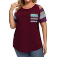 thumbnail image 3 of ZXSXSY Women Plus Size Round Neck Short Sleeves Colorblock Tunic Shirt XL-5XL, 3 of 7
