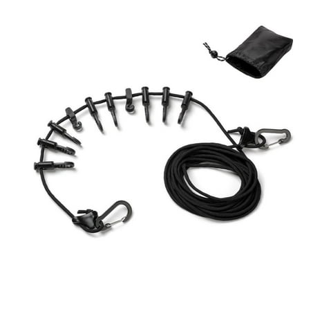 

Popvcly 1Pc Outdoor Portable Windproof Clothesline for Camping Hiking Climbing Black