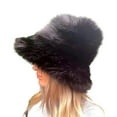 thumbnail image 2 of FOCUSNORM Winter Bucket Hat Fluffy Faux Fur Fisherman Cap for Women Men Solid Color Style, 2 of 2