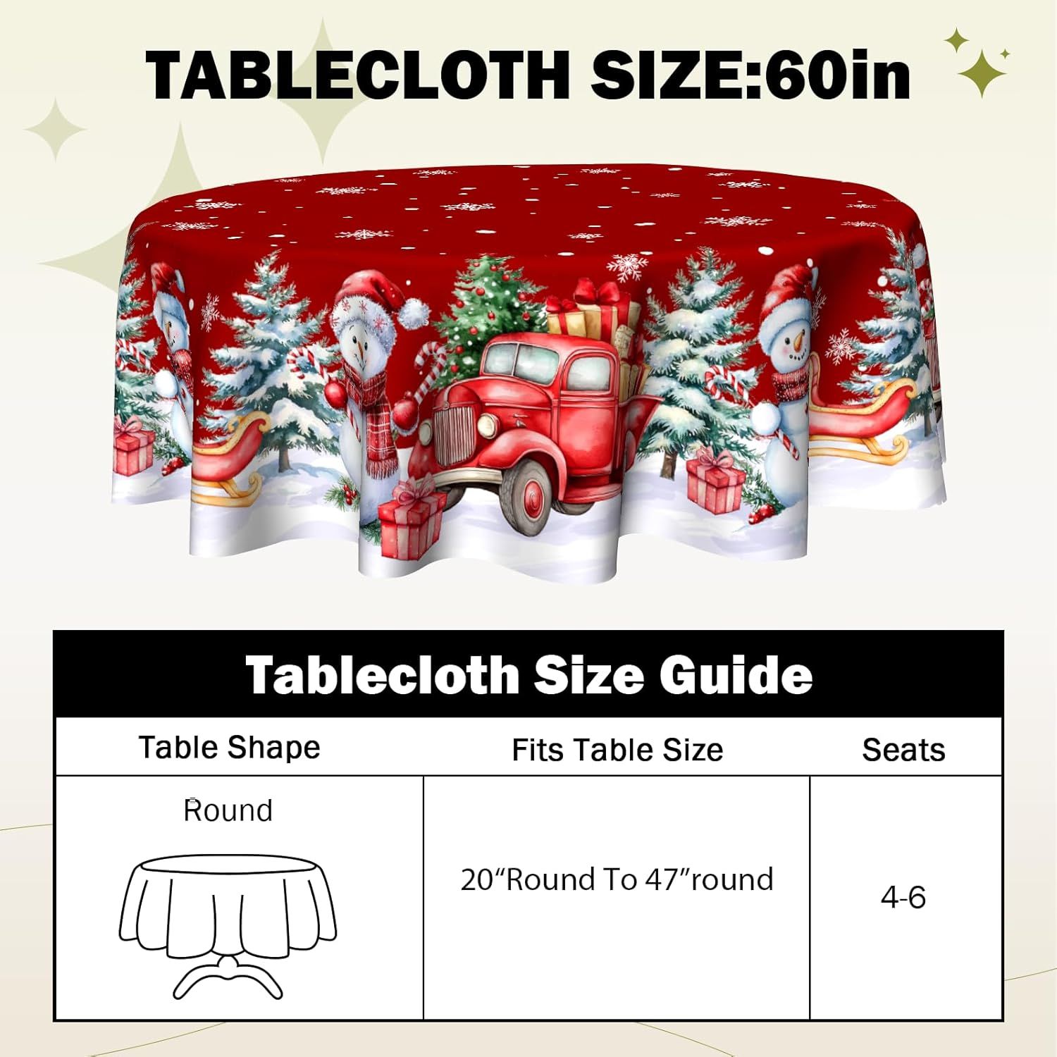 Christmas Round Tablecloth 60 inch Christmas Nativity Table Cloth Xmas Tree Table Cloths Decorations for Home Kitchen Dining Red Buffalo Plaid