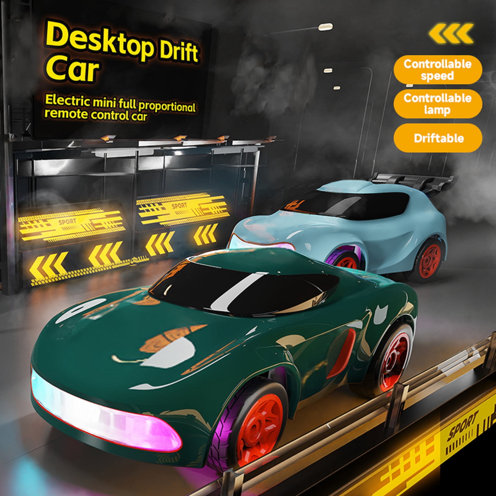Desktop Drift Car, 2.4GHz Electric Mini Full Proportional Remote Control Car, Rechargeable RC Drift Toy with Instant Acceleration Button