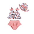 thumbnail image 1 of Traje de baño para niños pequeños Mioglrie Butterfly Tankini y conjunto de gorro, 1 of 5