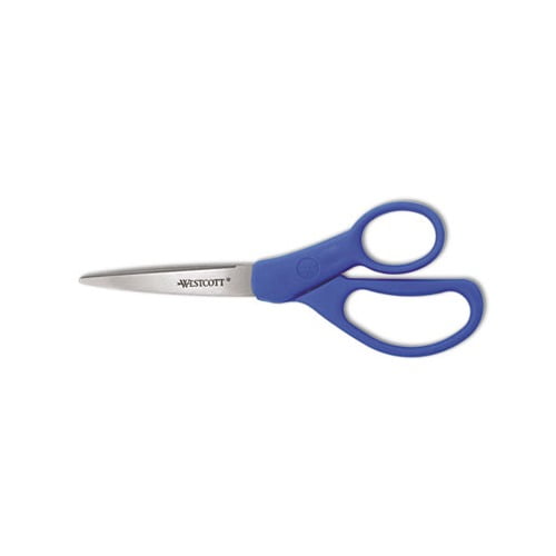 Preferred Line Stainless Steel Scissors 7" Long, 3.25" Cut Length, Blue Offset Handle