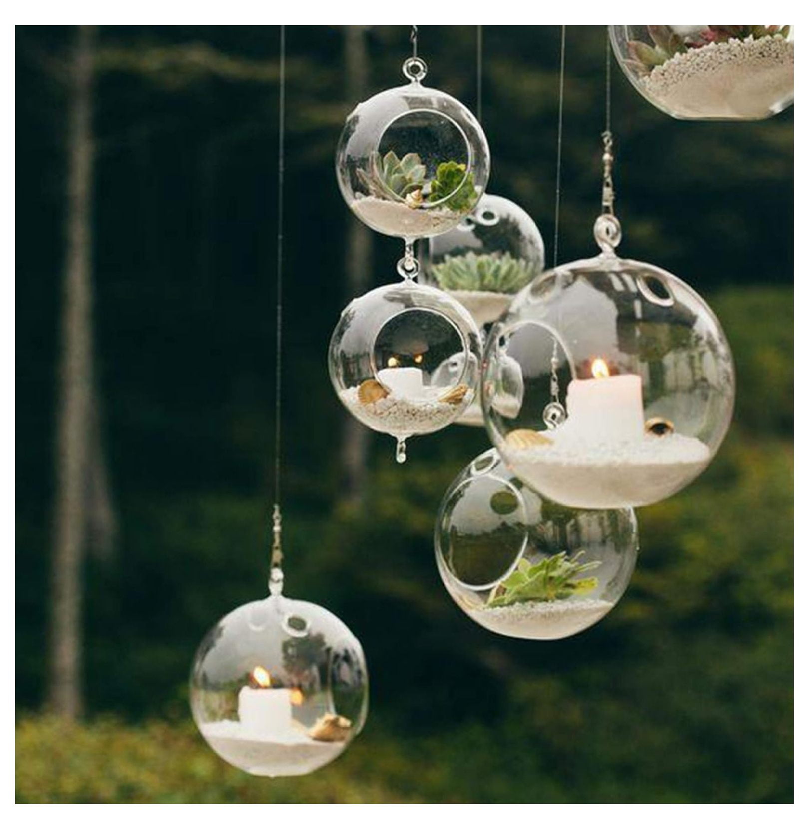 WGV Hanging Terrarium Globe, Width 4", Height 4.75", DIY Air Planter, Clear Glass Vase Orb with Flat Bottom, Candle Holder for Windowsill Outdoor Garden Decor, 12 Pieces Bulk