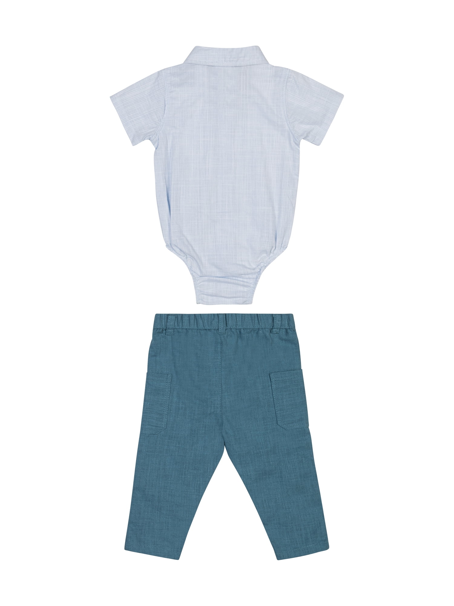 Little Lad Newborn Boys' Short Sleeve Shirt and Pant, 2-Piece Set, Sizes 0/3M-6/9M