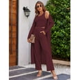 thumbnail image 5 of Ekouaer Women's Pajama Sets 3 Piece Lounge Set Long Sleeve Cardigan Sleeveless Top Pants Sweatsuit, 5 of 6