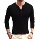 thumbnail image 1 of Playeras Hombre Camisa Henley De Manga Larga Playera Casual, 1 of 6