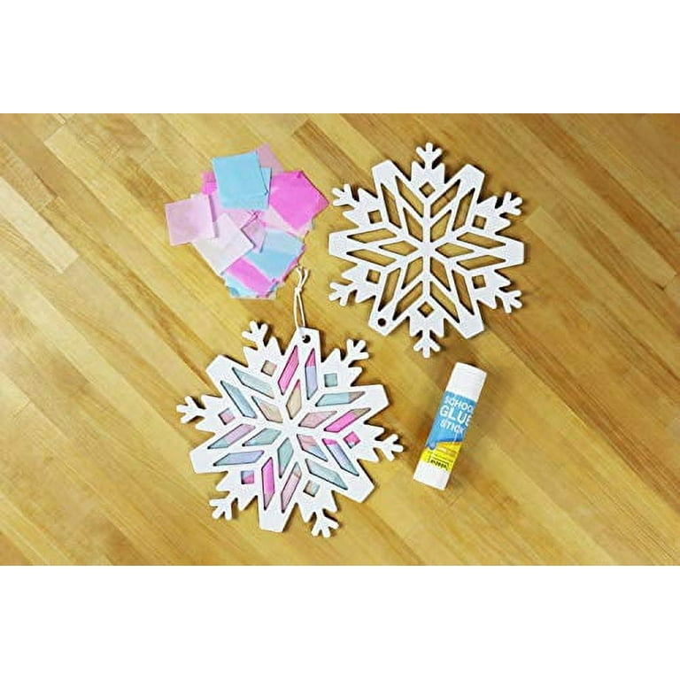 ❄️ Popsicle Stick and Tissue Paper Snowflake Craft for Preschool