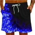 thumbnail image 5 of safuny Men's Swim Trunks Shorts Swimwear Pants Teens Boys Flame Graphic Gradient Color Clearance Holiday Drawstring Fashion Trousers Athletic Casual Summer Relaxed Pants Blue S, 5 of 9