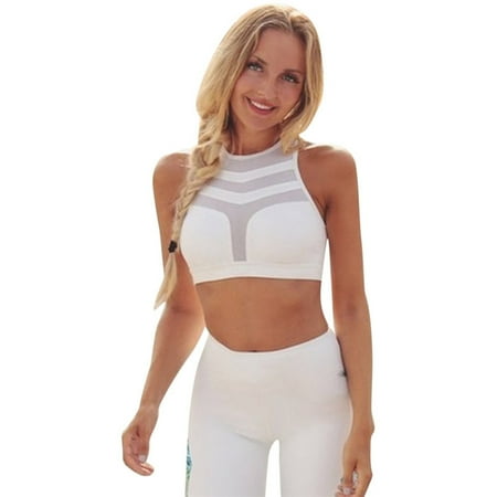 Womens Sports Bras Sport Yoga Bra Workout Tank Tops Stretch Seamless Fitness Padded White Gym Tops for Women XL