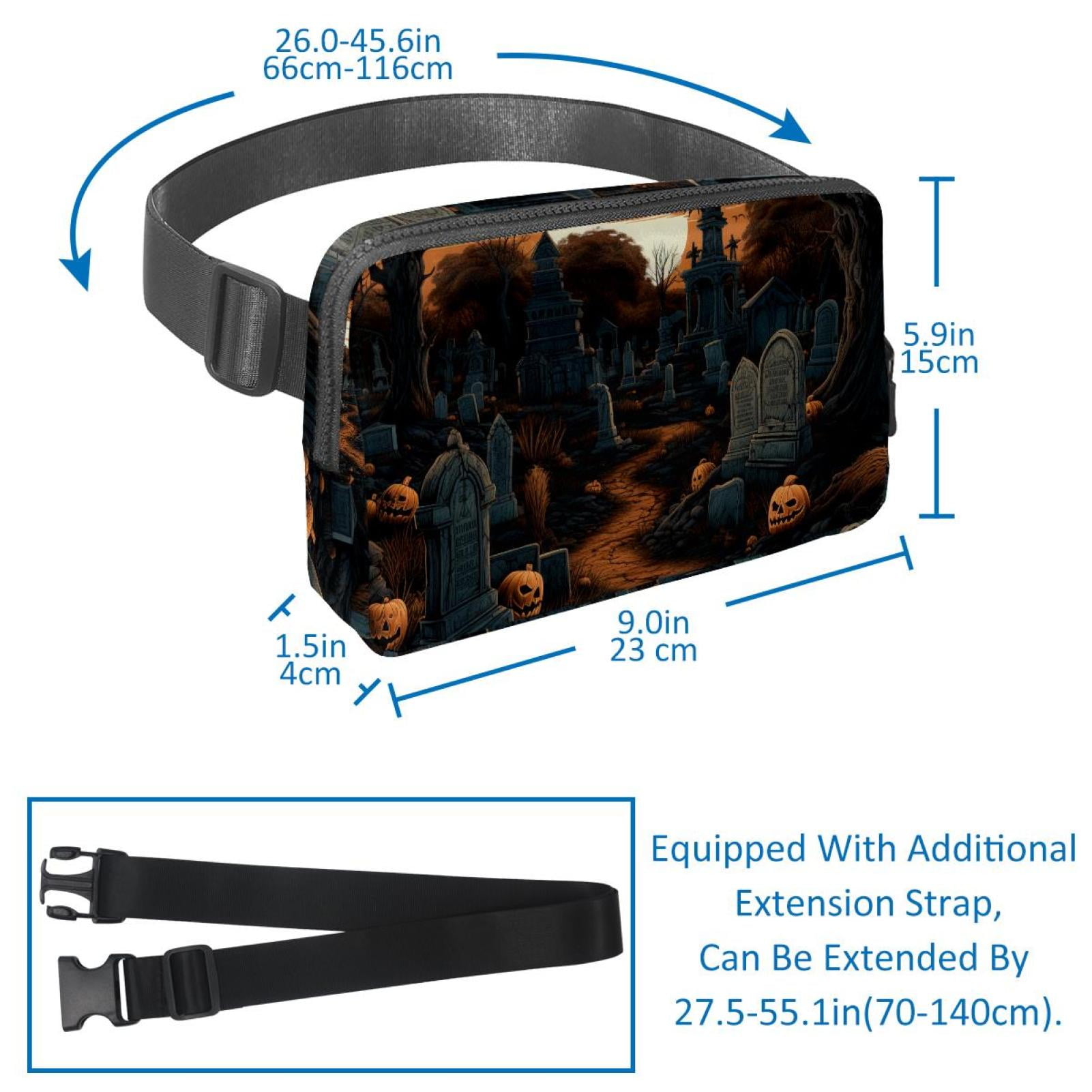Halloween Graveyard Lightweight Adjustable Running Belt Waist Bag with Extension Strap - Unisex