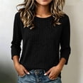 thumbnail image 2 of Noric Women's 3/4 Length Sleeve Tops Crew Neck Ribbed Knit Pullover Casual Loose Fit Lightweight Blouse, 2 of 7