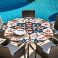 thumbnail image 5 of Boho Aztec Round Tablecloth 45-54 Inch Round Fitted Table Cloth with Elastic Edge, Ethnic Southwest Bohemia Abstract Pattern Waterproof Table Cover Protector for Outdoor Picnic Party Dining, 5 of 6