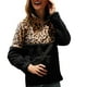 thumbnail image 2 of Pntutb Mujeres Otoño e Invierno Nuevos productos Chaqueta de mujer Yama Suéter de felpa Parche de leopardo top Abrigo cálido Pntutb Pntutb-3846, 2 of 8