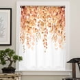 thumbnail image 4 of Orange Eucalyptus Leaves Semi Sheer Curtains Drapes for Living Room,Bedroom,French Doors Window 63 Inches Long,Spring Floral Summer Botanical Rod Pocket Chiffon Curtain Drapery Voile Draperies Panel, 4 of 6