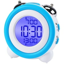 Unique Bargains Backlight Design Loud Alarm Clock Light Blue 4.3"L x 2.4"W x 4.3"H