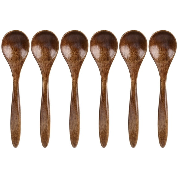 Unique Bargains Wooden Spoons 6 Pcs Home Kitchen Soup Spoon Oil Salt Sugar Spoons