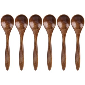 Unique Bargains Wooden Spoons 6 Pcs Home Kitchen Soup Spoon Oil Salt Sugar Spoons
