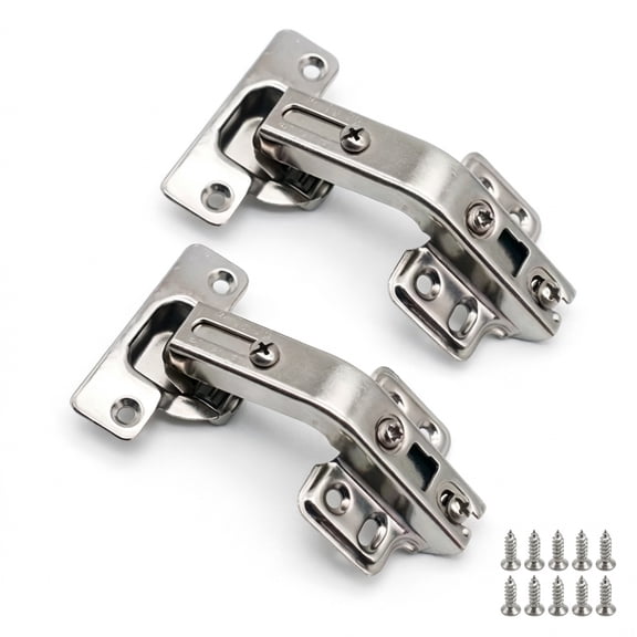 1 Pair Lazy Susan Cabinet Hinges for Corner Kitchen Cabinet, 135 Degree Full Overlay Concealed Hinges, Compatible with Bi-Fold Corner Cupboard Door Hardware, Face Frame Mount with Screws, Satin Nick
