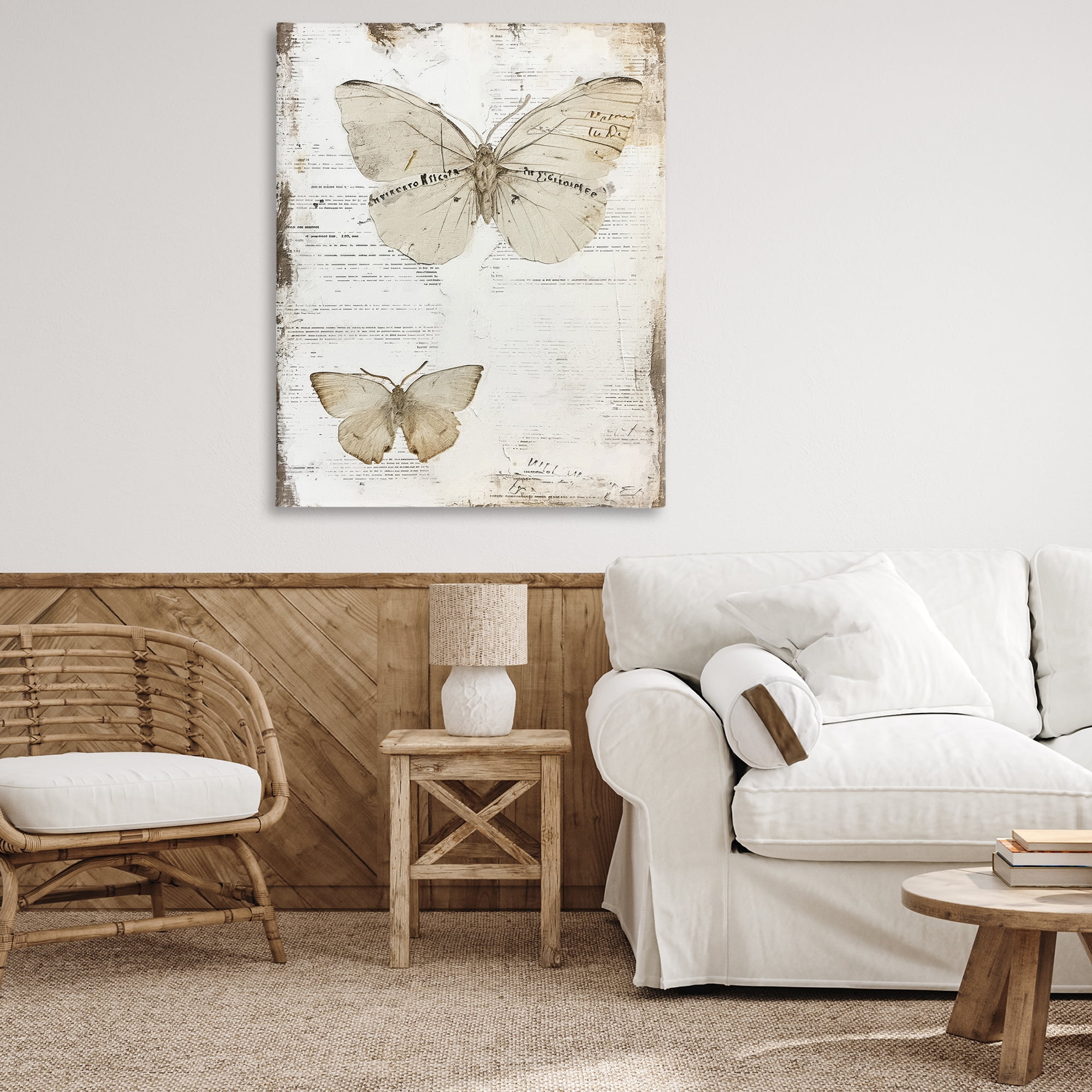 Stupell Industries Butterfly Journal Collage Animals Painting Wrapped Canvas Art Print Wall Art, 36 x 48