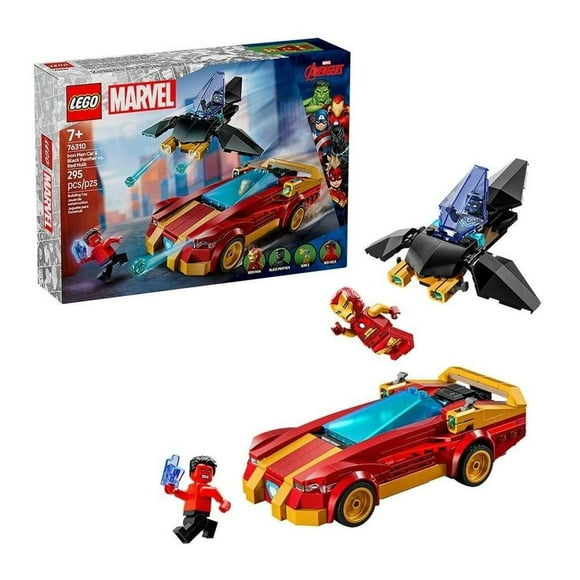 Set LEGO Super Heroes Auto Deportivo de Iron Man y Pantera Negra vs. Hulk Rojo 76310