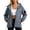 Grey, variant on Only Moment Grey Women Casual Jacket Travel Outdoor Jacket Full-Zip Jacket Crew Neck Long Sleeve Sherpa Fleece Retro Ethnic Print Fashion Casual Warm Coats S