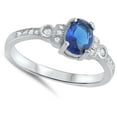 thumbnail image 4 of CHOOSE YOUR COLOR Oval Blue Simulated Sapphire Vintage Ring .925 Sterling Silver Band CZ Female Size 7, 4 of 4
