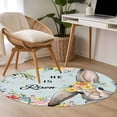 thumbnail image 4 of Round Area Rug 4 Ft, Easter Washable Non-Slip Circle Carpet for Living Room/Bedroom, Spring Farmhouse Bunny Flower Teal Wood Grain Low-Profile Crawling Mats Collection Rugs for Indoor, 4 of 8