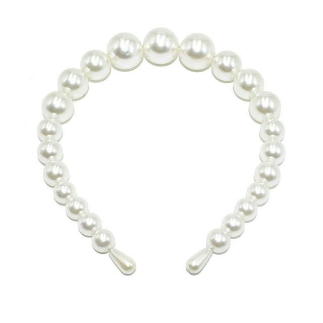 Bandeau Perle Exquis Réglable Résistant à l'Usure Accessoires de Coiffure Chic Universels Cadeaux de la Saint-Valentin Diadèmes pour Femmes 22mm, 3 Grandes Perles