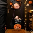 thumbnail image 7 of Yyuenw 4 Pcs Velvet Halloween Trick or Treat Bags, Pumpkin Witch Embroidered Handheld Candy Pouch, Reusable Color Block Handle Gift Bag for Party Festival Decor, 7 of 7