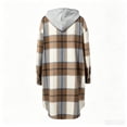 thumbnail image 7 of Usloyux Women's Plaid Hooded Zip Up Cardigans Long Sleeve Longline Coats with Chest Pockets Casual Fall Winter Tops, Beige 2XL, 7 of 7