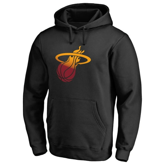 Men's Black Miami Heat Gradient Logo Pullover Hoodie